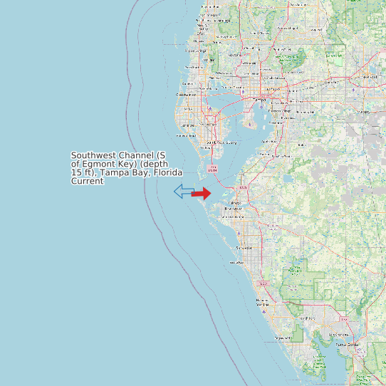 Southwest Channel (S of Egmont Key) (depth 15 ft), Tampa Bay, Florida Current map