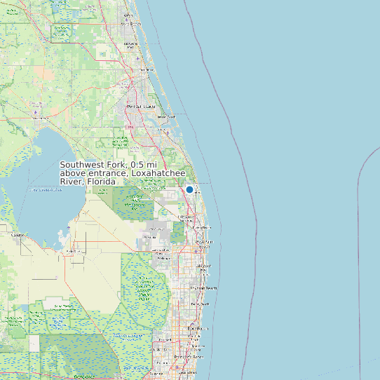 Map of Southwest Fork, 0.5 mi above entrance, Loxahatchee River, Florida Tide Prediction Station