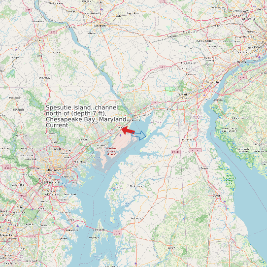 Map of Spesutie Island, channel north of (depth 7 ft), Chesapeake Bay, Maryland Current Prediction Station