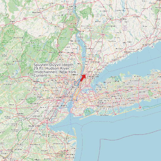 Spuyten Duyvil (depth 29 ft), Hudson River (midchannel), New York Current map