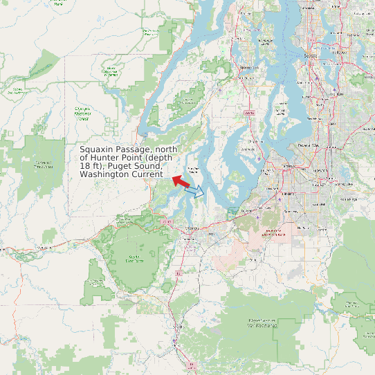 Squaxin Passage, north of Hunter Point (depth 18 ft), Puget Sound, Washington Current map