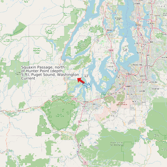 Map of Squaxin Passage, north of Hunter Point (depth 5 ft), Puget Sound, Washington Current Prediction Station