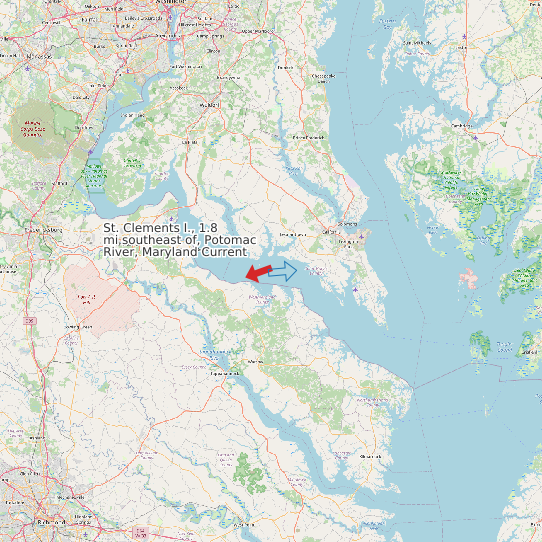Map of St. Clements I., 1.8 mi southeast of, Potomac River, Maryland Current Prediction Station