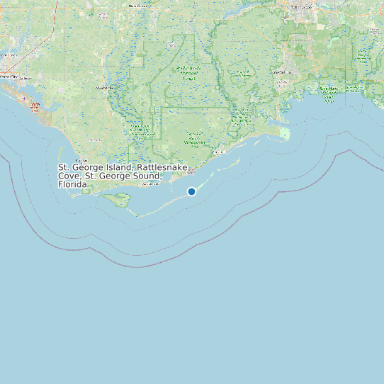 Map of St. George Island, Rattlesnake Cove, St. George Sound, Florida Tide Prediction Station