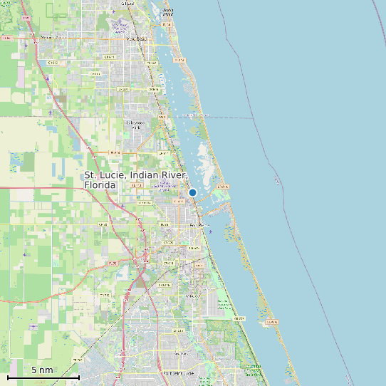 Map of St. Lucie, Indian River, Florida Tide Prediction Station