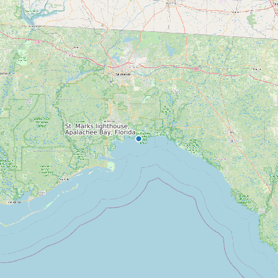 St. Marks lighthouse, Apalachee Bay, Florida map