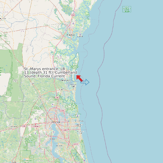 St. Marys entrance, LB 13 (depth 31 ft), Cumberland Sound, Florida Current map