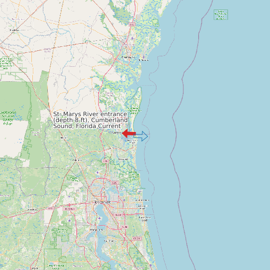 Map of St. Marys River entrance (depth 8 ft), Cumberland Sound, Florida Current Prediction Station