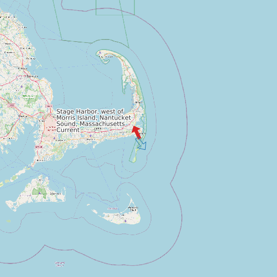 Stage Harbor, west of Morris Island, Nantucket Sound, Massachusetts Current map