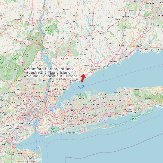 Map of Stamford Harbor entrance (depth 3 ft), Long Island Sound, Connecticut Current Prediction Station