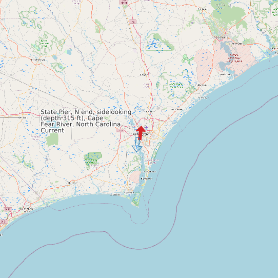 State Pier, N end, sidelooking (depth 315 ft), Cape Fear River, North Carolina Current map