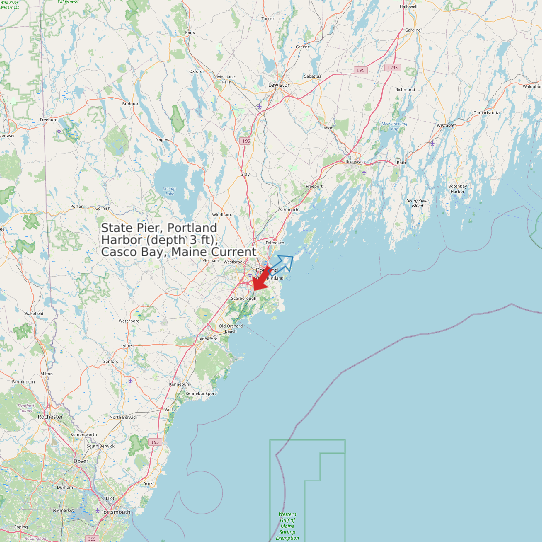 Map of State Pier, Portland Harbor (depth 3 ft), Casco Bay, Maine Current Prediction Station