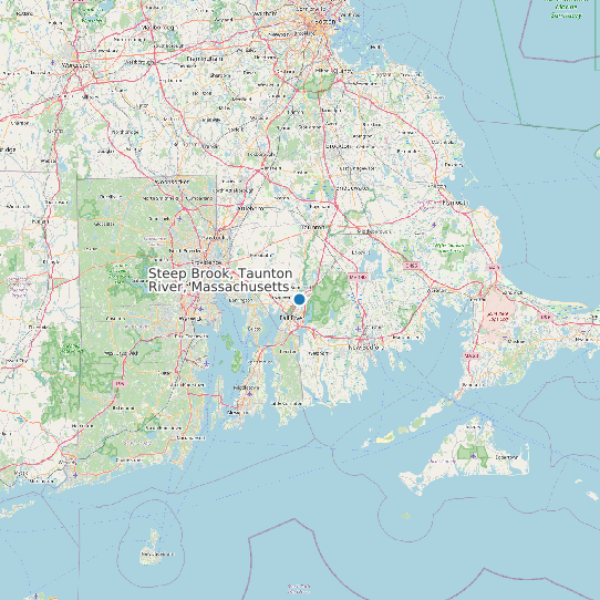 Map of Steep Brook, Taunton River, Massachusetts Tide Prediction Station