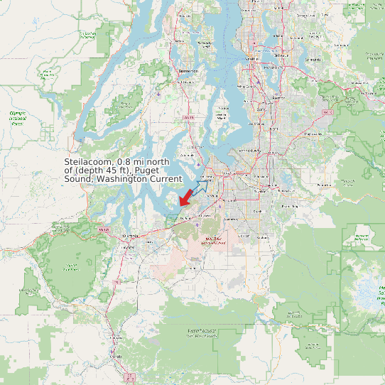 Steilacoom, 0.8 mi north of (depth 45 ft), Puget Sound, Washington Current map