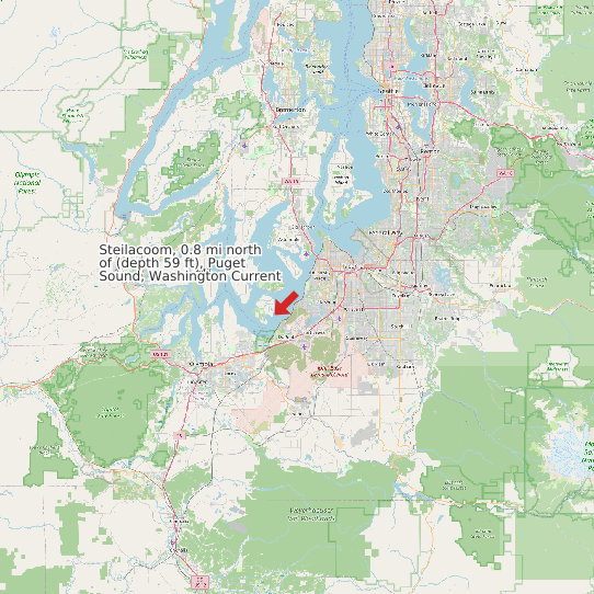 Map of Steilacoom, 0.8 mi north of (depth 59 ft), Puget Sound, Washington Current Prediction Station