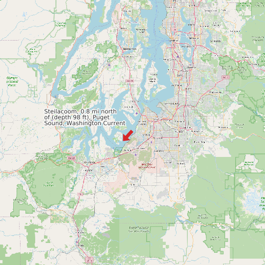 Map of Steilacoom, 0.8 mi north of (depth 98 ft), Puget Sound, Washington Current Prediction Station