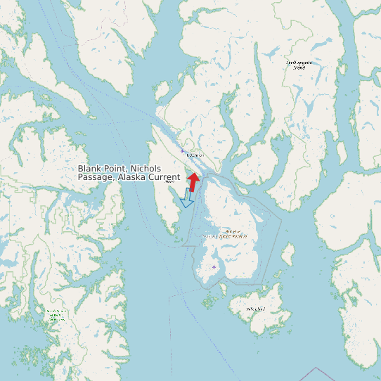 Map of Blank Point, Nichols Passage, Alaska Current Prediction Station