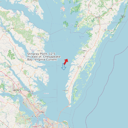 Map of Stingray Point, 12.5 mi east of, Chesapeake Bay, Virginia Current Prediction Station