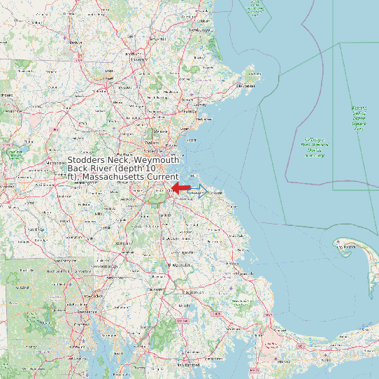 Map of Stodders Neck, Weymouth Back River (depth 10 ft), Massachusetts Current Prediction Station