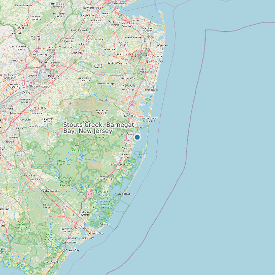 Map of Stouts Creek, Barnegat Bay, New Jersey Tide Prediction Station