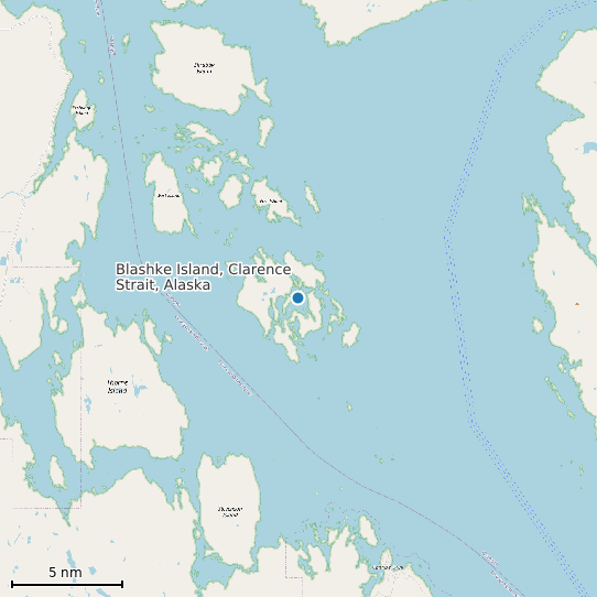 Map of Blashke Island, Clarence Strait, Alaska Tide Prediction Station