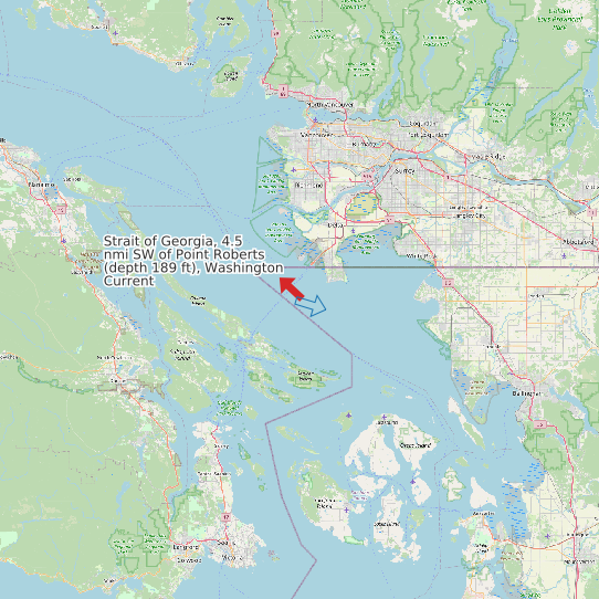 Strait of Georgia, 4.5 nmi SW of Point Roberts (depth 189 ft), Washington Current map