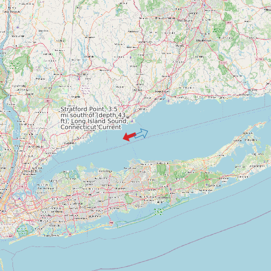 Map of Stratford Point, 3.5 mi south of (depth 43 ft), Long Island Sound, Connecticut Current Prediction Station