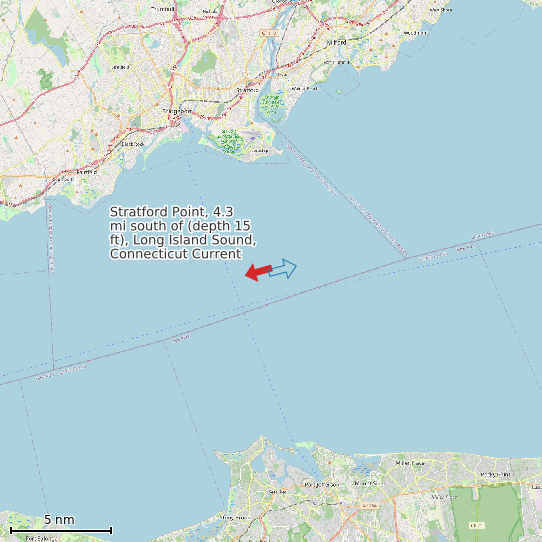 Map of Stratford Point, 4.3 mi south of (depth 15 ft), Long Island Sound, Connecticut Current Prediction Station