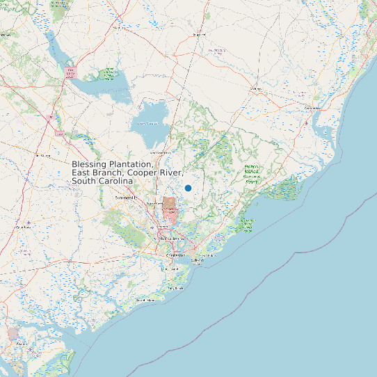 Map of Blessing Plantation, East Branch, Cooper River, South Carolina Tide Prediction Station