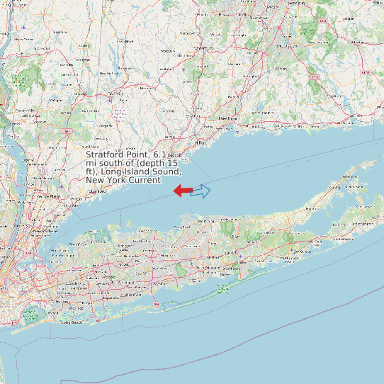 Map of Stratford Point, 6.1 mi south of (depth 15 ft), Long Island Sound, New York Current Prediction Station