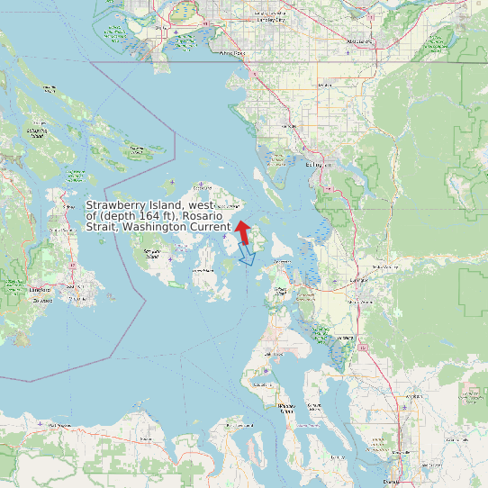 Strawberry Island, west of (depth 164 ft), Rosario Strait, Washington Current map