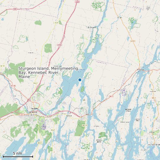 Map of Sturgeon Island, Merrymeeting Bay, Kennebec River, Maine Tide Prediction Station