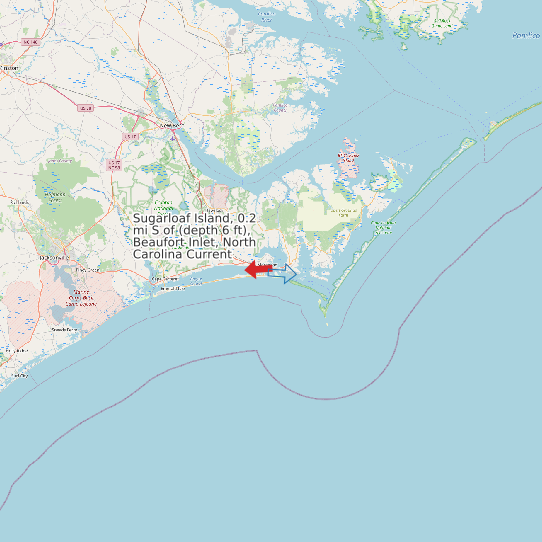 Sugarloaf Island, 0.2 mi S of (depth 6 ft), Beaufort Inlet, North Carolina Current map