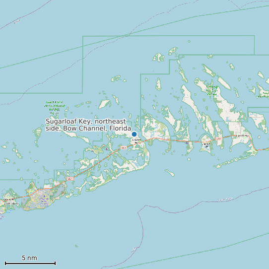 Map of Sugarloaf Key, northeast side, Bow Channel, Florida Tide Prediction Station