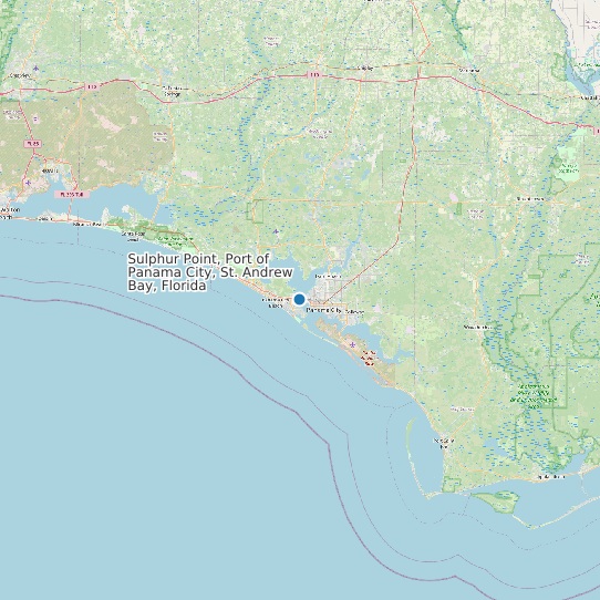 Map of Sulphur Point, Port of Panama City, St. Andrew Bay, Florida Tide Prediction Station