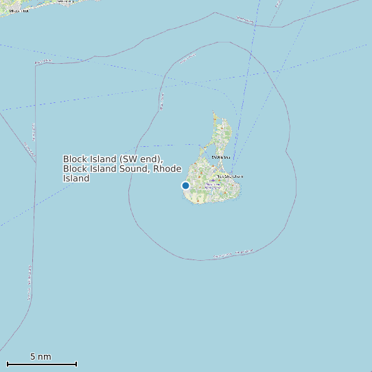Map of Block Island (SW end), Block Island Sound, Rhode Island Tide Prediction Station