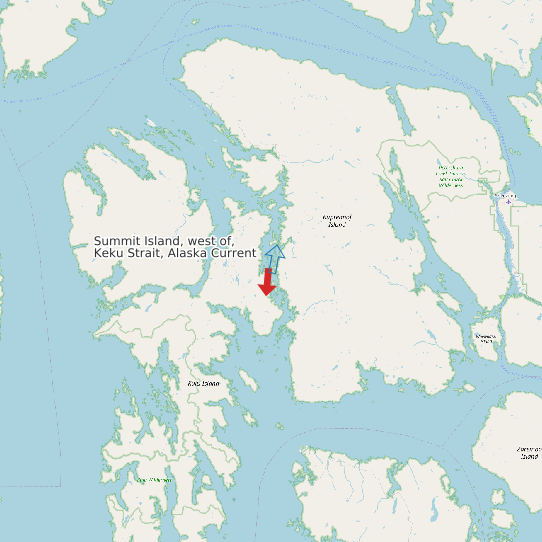 Map of Summit Island, west of, Keku Strait, Alaska Current Prediction Station