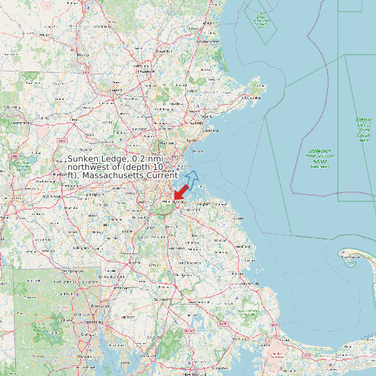 Sunken Ledge, 0.2 nmi northwest of (depth 10 ft), Massachusetts Current map