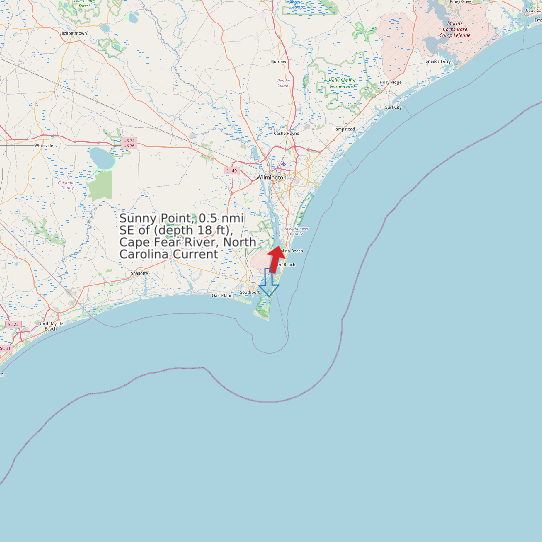 Sunny Point, 0.5 nmi SE of (depth 18 ft), Cape Fear River, North Carolina Current map