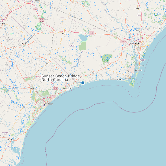 Sunset Beach Bridge, North Carolina map