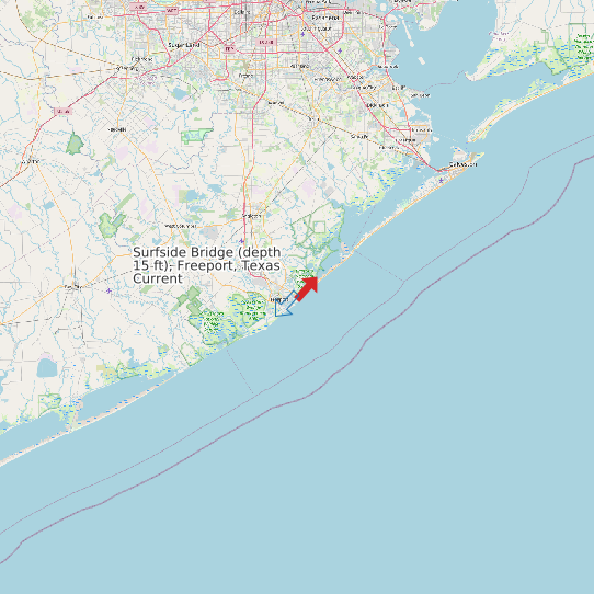 Surfside Bridge (depth 15 ft), Freeport, Texas Current map
