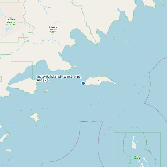 Map of Sutwik Island, west end, Alaska Tide Prediction Station