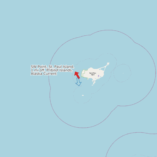 Map of SW Point, St. Paul Island, 1 mi off, Pribilof Islands, Alaska Current Prediction Station