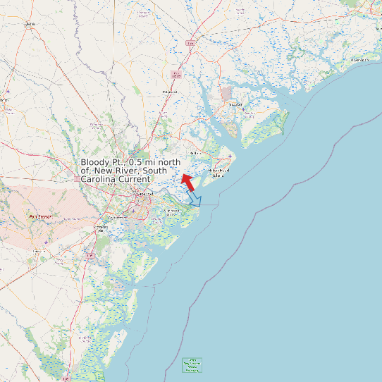 Map of Bloody Pt., 0.5 mi north of, New River, South Carolina Current Prediction Station