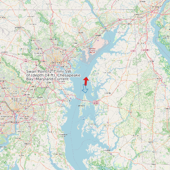Swan Point, 2.7 nmi SW of (depth 14 ft), Chesapeake Bay, Maryland Current map