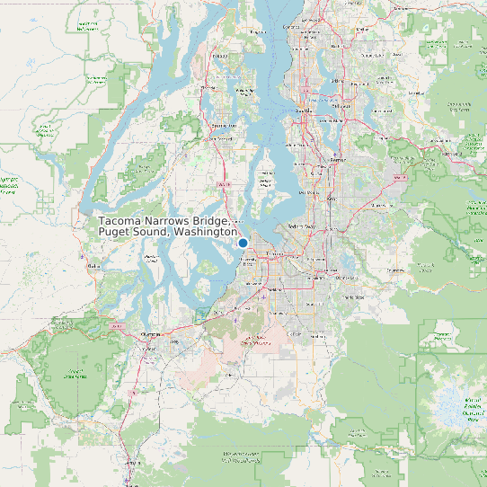 Tacoma Narrows Bridge, Puget Sound, Washington map