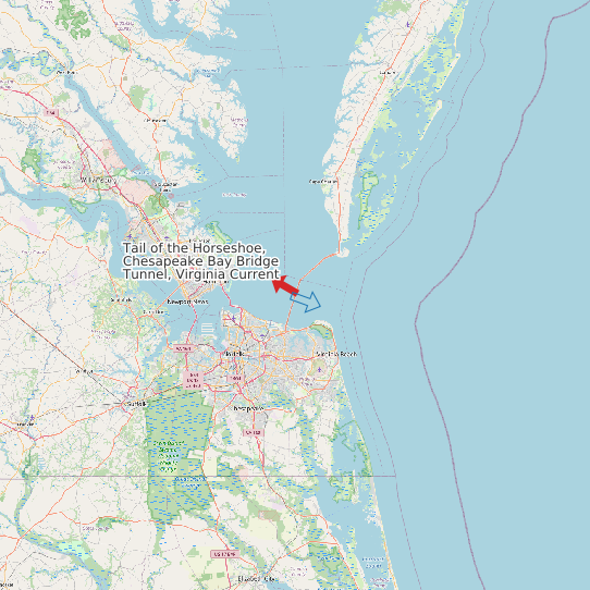 Map of Tail of the Horseshoe, Chesapeake Bay Bridge Tunnel, Virginia Current Prediction Station