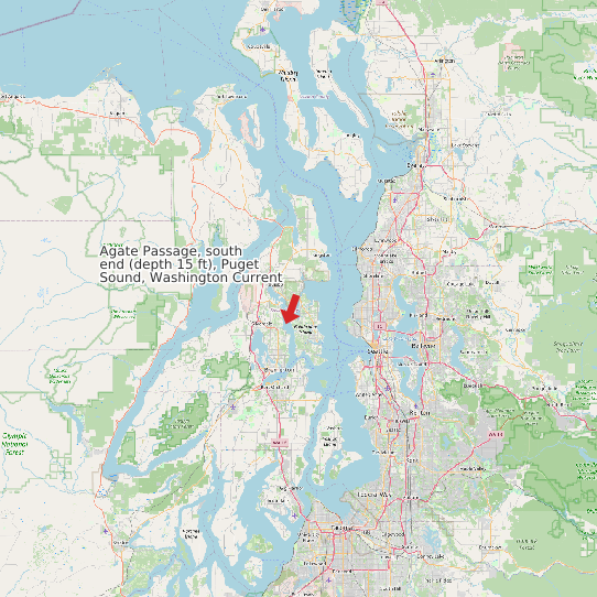 Map of Agate Passage, south end (depth 15 ft), Puget Sound, Washington Current Prediction Station