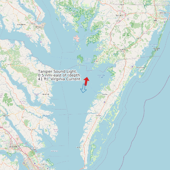 Tangier Sound Light, 0.5 nmi east of (depth 41 ft), Virginia Current map