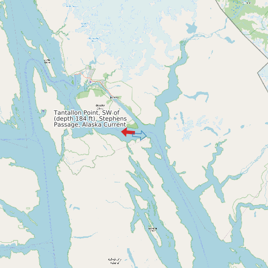 Map of Tantallon Point, SW of (depth 184 ft), Stephens Passage, Alaska Current Prediction Station